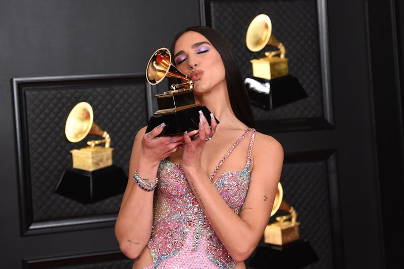 LOS ANGELES, CALIFORNIA - MARCH 14: Dua Lipa, winner of Best Pop Vocal Album for ‘Future Nostalgia’,...