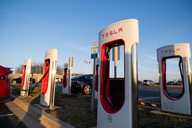 UNITED STATES - MARCH 11: A Tesla charging station is seen at the Chesapeake House Travel Plaza off ...