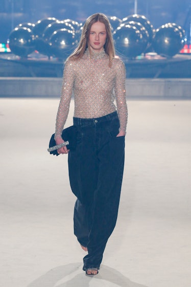 PARIS, FRANCE - MARCH 03: Rianne Van Rompaey walks the runway during the Isabel Marant Womenswear Fa...