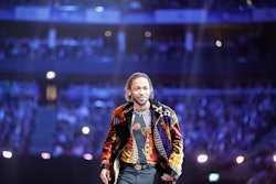 Kendrick Lamar accepts the International Male Solo Artist award during The BRIT Awards 2018 Show, Th...