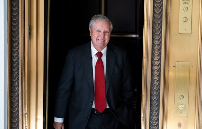 UNITED STATES - FEBRUARY 8: Sen. Lindsey Graham, R-S.C., arrives to the Senate policy luncheons in R...