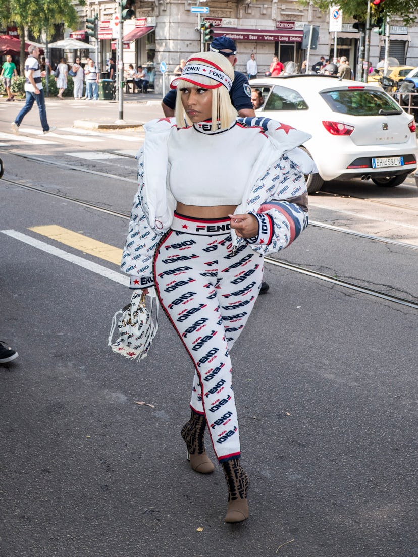 MILAN, ITALY - SEPTEMBER 20: Nicki Minaj is seen during Milan Fashion Week Spring/Summer 2019 on Sep...