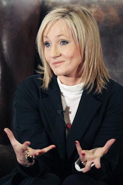 Author JK Rowling reads extracts from her new book 'The Tales of Beedle The Bard' to schoolchildren ...