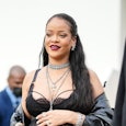 PARIS, FRANCE - MARCH 01: Rihanna is seen outside the Dior show, during Paris Fashion Week - Womensw...