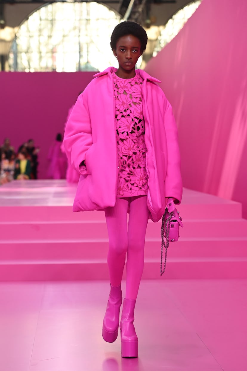 Valentino Shows All-Pink Collection At Paris Fashion Week 2022