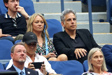 NEW YORK, NEW YORK - SEPTEMBER 12: (L-R) Actors Christine Taylor and Ben Stiller watch the Men's Sin...