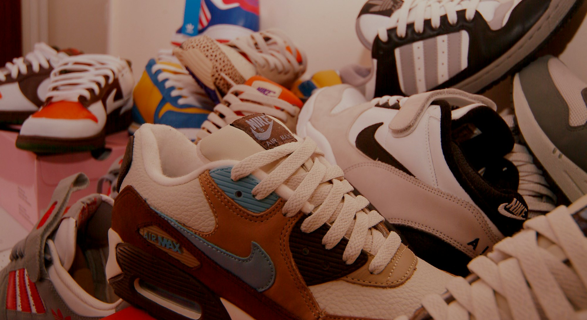 Trainer collection, Nike, Adidas, London, UK 2005. (Photo by: PYMCA/Universal Images Group via Getty...