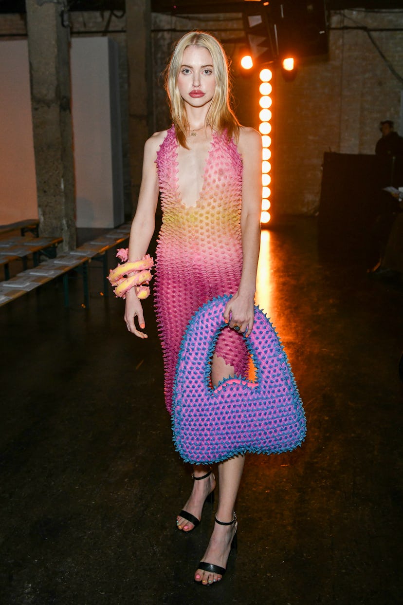 LONDON, ENGLAND - FEBRUARY 20: Chloe Cherry attends the Fashion East show during London Fashion Week...