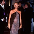 Jada Pinkett Smith at the Grammy Awards in 1998, pregnant with her son Jaden.