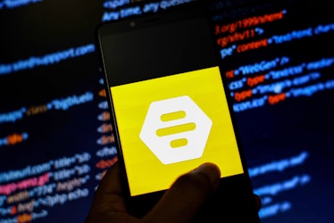 UKRAINE - 2021/08/22: In this photo illustration a Bumble logo is seen displayed on a Smartphone. (P...