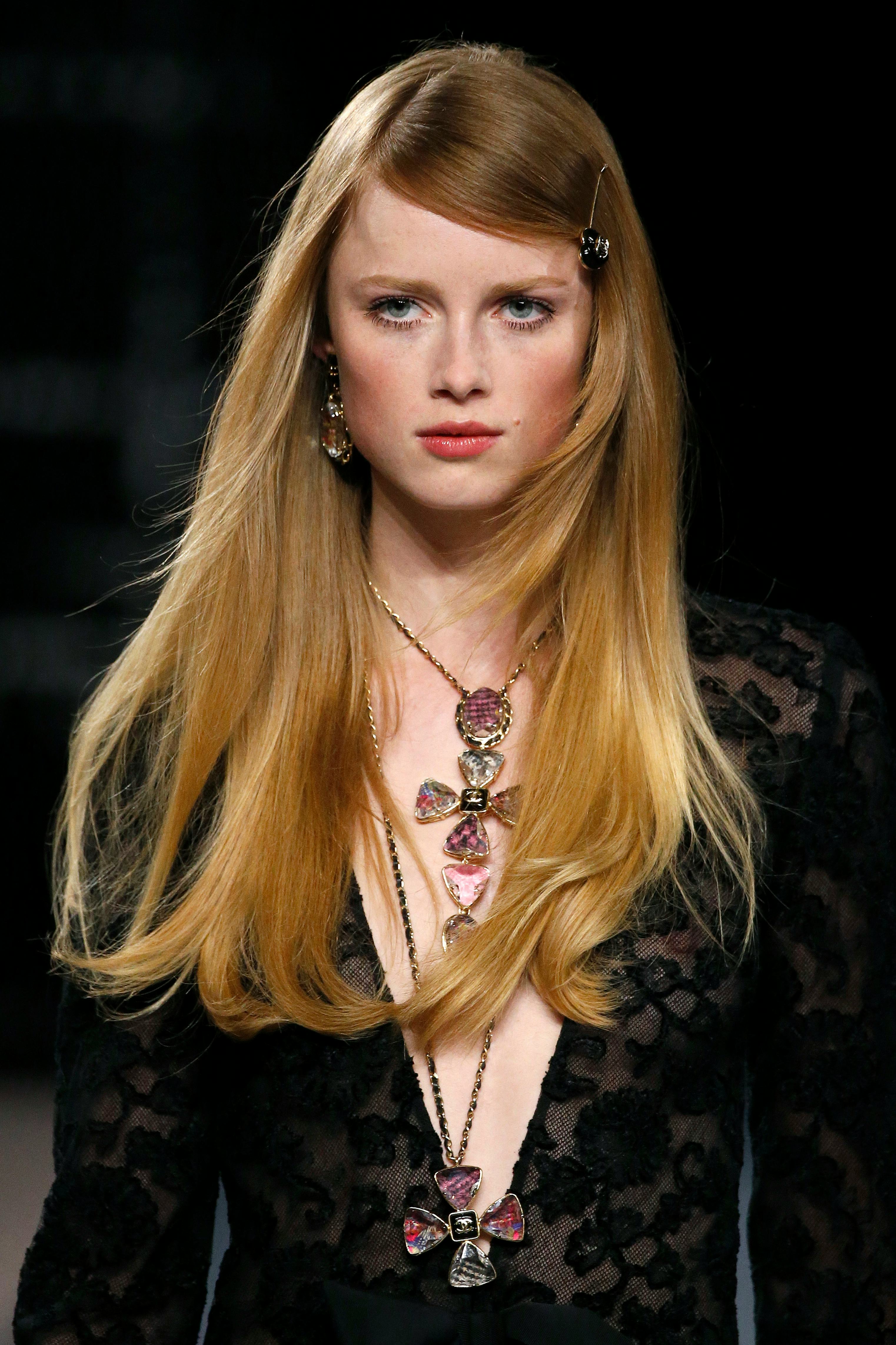 (EDITORIAL USE ONLY - For Non-Editorial use please seek approval from Fashion House) Headshot during...