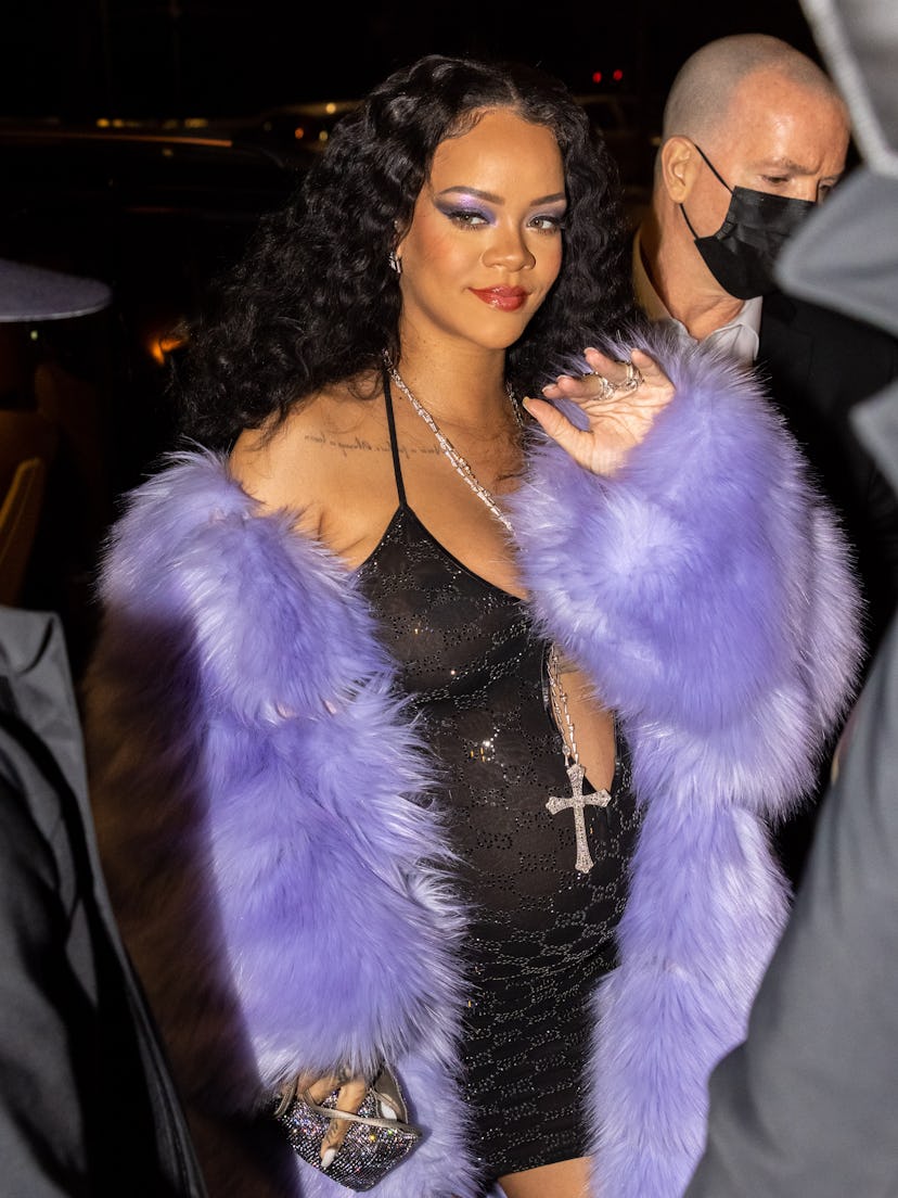 MILAN, ITALY - FEBRUARY 25: (EDITORS NOTE: Image contains partial nudity) Rihanna is seen during the...