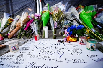 HOUSTON, TX - NOVEMBER 07: Candles, flowers and letters are placed at a memorial outside of the canc...