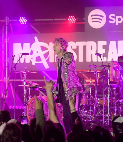 Machine Gun Kelly performs onstage as Spotify celebrates Machine Gun Kelly's "mainstream sellout" al...
