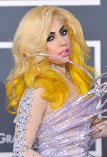 LOS ANGELES, CA - JANUARY 31:  Singer Lady GaGa arrives at the 52nd Annual GRAMMY Awards held at Sta...