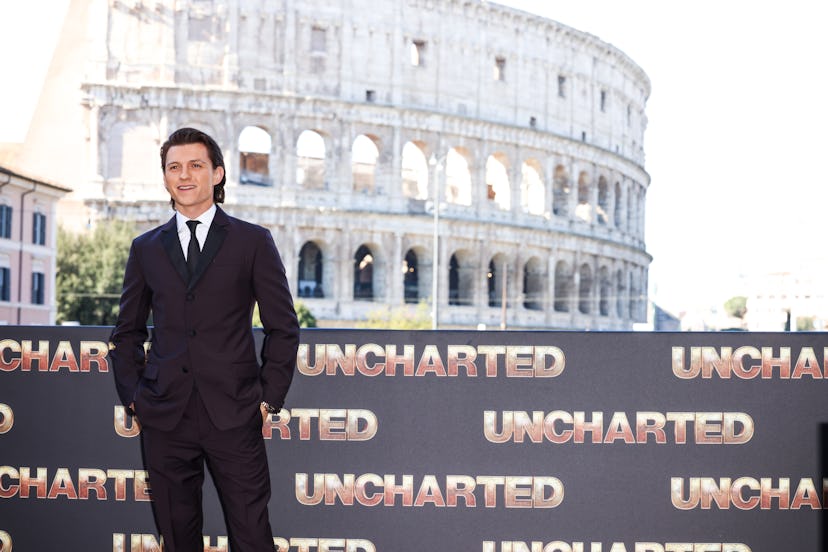 ROME, ITALY - FEBRUARY 09: Tom Holland attends the photocall of the movie "Uncharted" at Palazzo Man...
