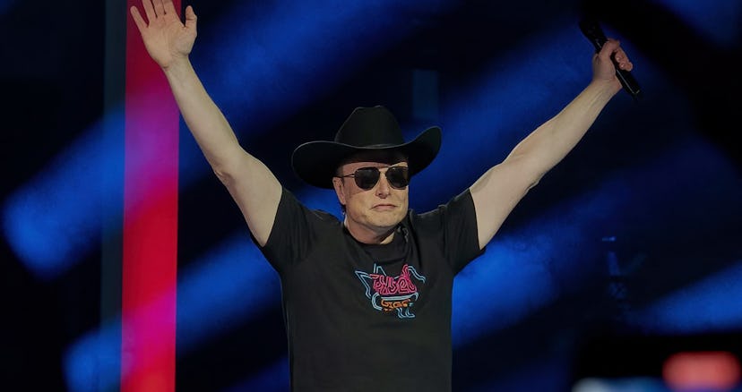 CEO of Tesla Motors Elon Musk speaks at the Tesla Giga Texas manufacturing "Cyber Rodeo" grand openi...