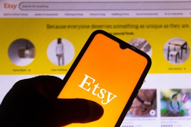 BRAZIL - 2021/07/12: In this photo illustration the Etsy logo seen displayed on a smartphone. (Photo...
