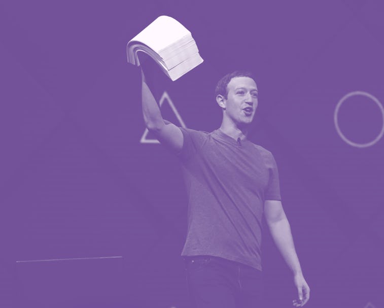Facebook Chairman and CEO Mark Zuckerberg delivers the keynote address to kick off the F8 Facebook'...