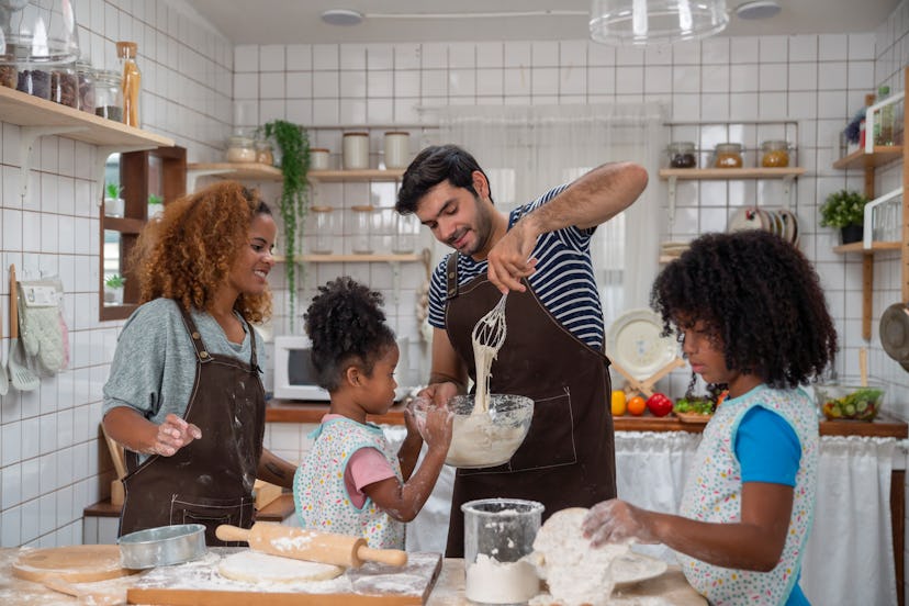 Family making cookies