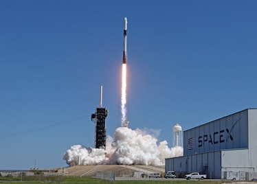 CAPE CANAVERAL, FL - APRIL 8: A SpaceX Falcon 9 rocket lifts off from launch complex 39A carrying th...
