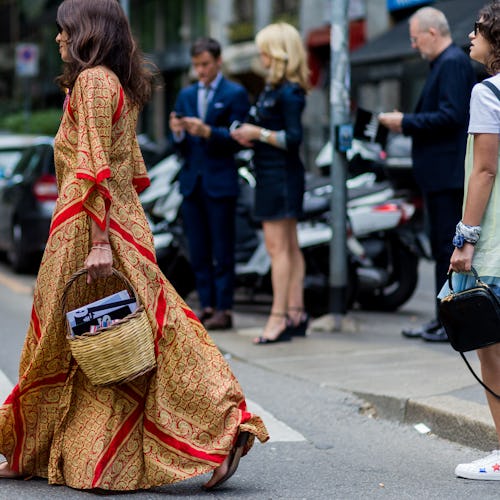 MILAN, ITALY - JUNE 18: Viviana Volpicella wearing boho dress outside Dolce & Gabbana during the Mil...