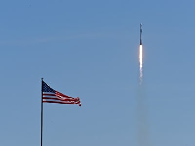 CANAVERAL, FL - APRIL 8: A SpaceX Falcon 9 rocket lifts off from launch complex 39A carrying the Cre...