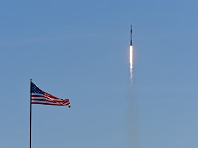 CANAVERAL, FL - APRIL 8: A SpaceX Falcon 9 rocket lifts off from launch complex 39A carrying the Cre...