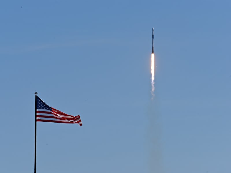 CANAVERAL, FL - APRIL 8: A SpaceX Falcon 9 rocket lifts off from launch complex 39A carrying the Cre...