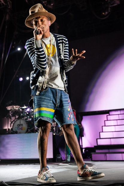 INDIO, CA - APRIL 19:  Singer Pharrell Williams performs at the Coachella valley music and arts fest...