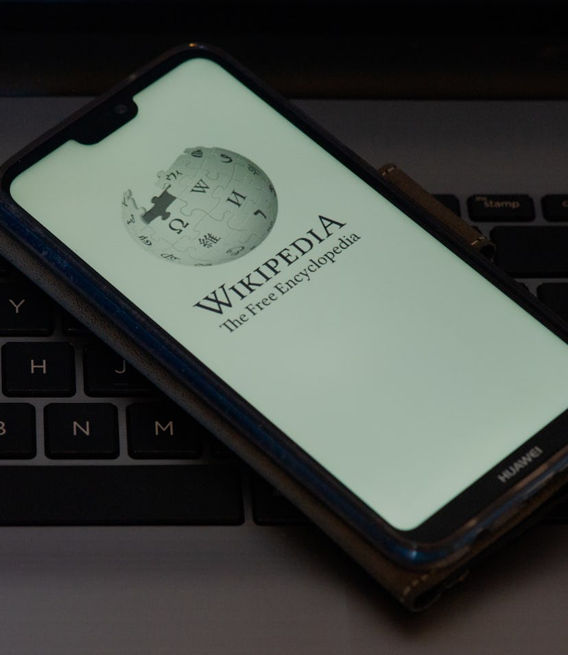 An user opening Wikipedia in L'Aquila, Italy, on January 14, 2021. Wikipedia free encyclopedia turns...