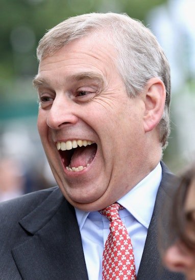 Britain's Prince Andrew, Duke of York laughs as he visits the Chelsea Flower Show press and VIP day ...