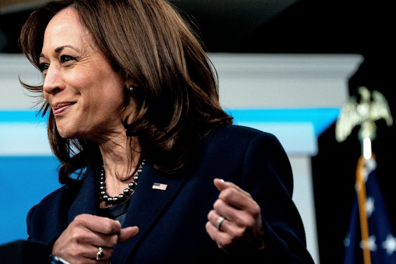 US Vice President Kamala Harris delivers remarks on medical debt relief at an event in the South Cou...