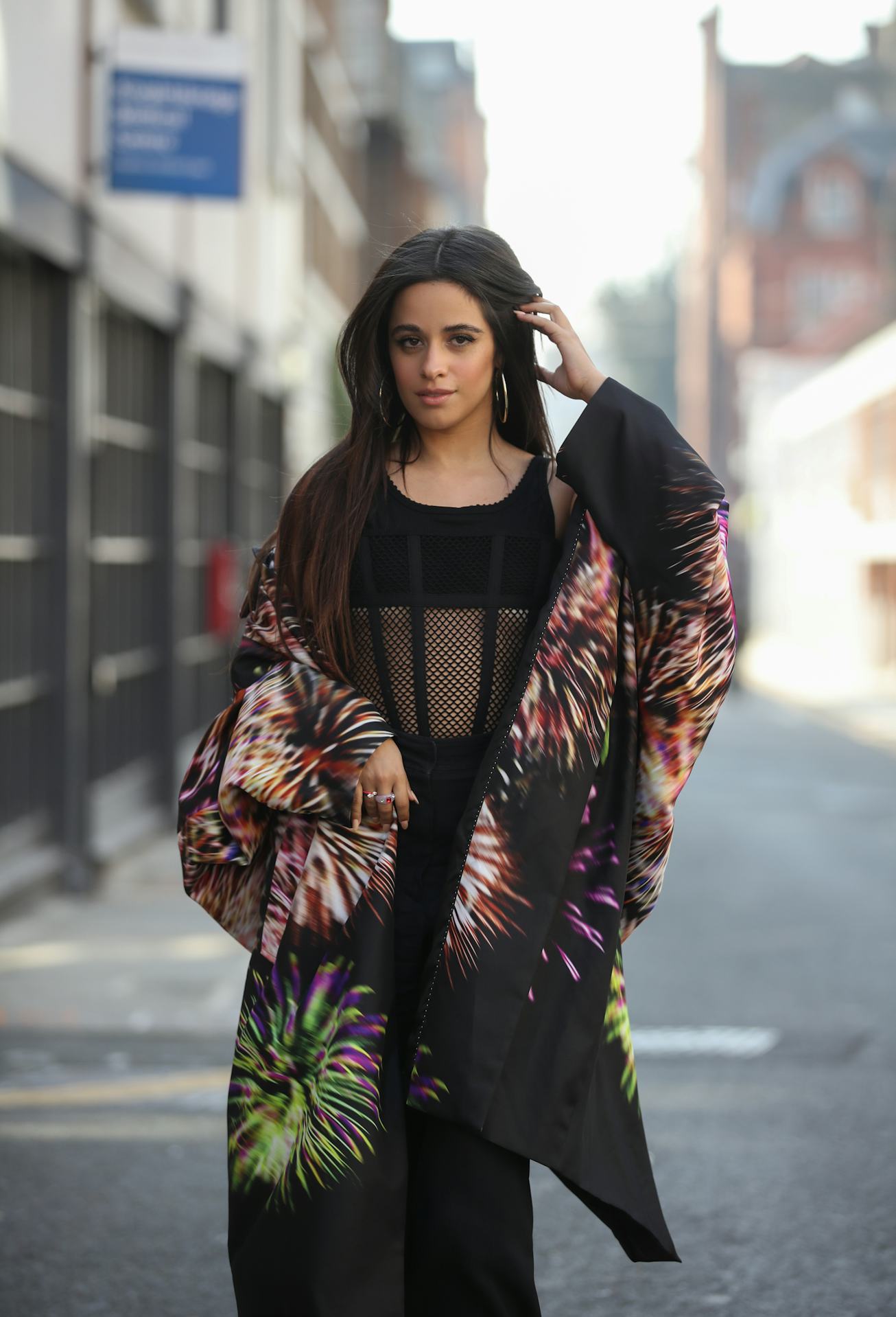 LONDON, ENGLAND - MARCH 24: Camila Cabello is seen wearing Dries van Noten suit with floral print & ...