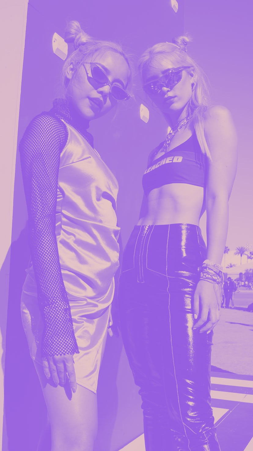 INDIO, CALIFORNIA - APRIL 21: Festival goers attend the 2019 Coachella Valley Music And Arts Festiva...