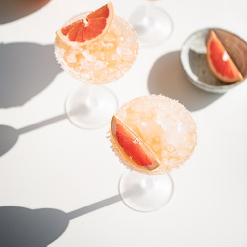 Glasses of alcohol-free mocktails with grapefruit slices