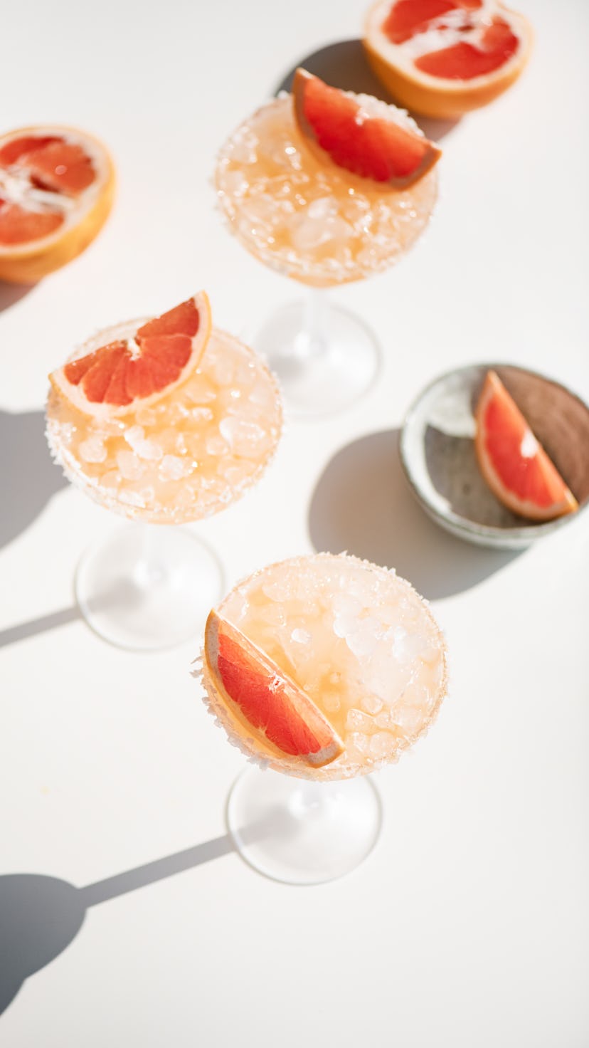 Glasses of alcohol-free mocktails with grapefruit slices