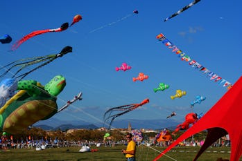 Kites festival in Frejus. Fréjus is a city located in south East of France in the department of Var...