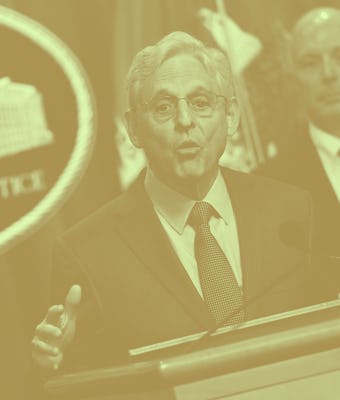 US Attorney General Merrick B. Garland speaks about a significant firearms trafficking enforcement a...