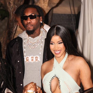 Offset and Cardi B introduce their son, Wave Set Cephus. Here they are on December 04, 2021 in Miami...