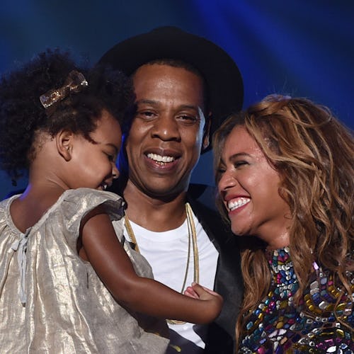 Baby Blue Ivy Carter, Jay Z and Beyonce in 2014.