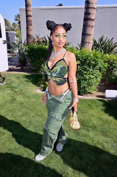 PALM SPRINGS, CALIFORNIA - APRIL 16: Shenseea attends the Interscope Coachella Party on April 16, 20...
