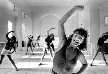 SEP 7 1983 Cindy works out with one of with one of her many Aerobics Classes in what used of to be a...
