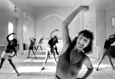 SEP 7 1983 Cindy works out with one of with one of her many Aerobics Classes in what used of to be a...