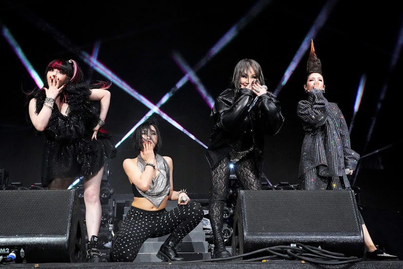 INDIO, CALIFORNIA - APRIL 16: 2NE1 performs with 88rising onstage at the Coachella Stage during the ...