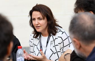DOHA, QATAR - MARCH 15: Moderator Jana Wehbe speaks at the Preparatory Meeting Development Documen...