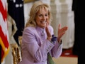 WASHINGTON, DC - MARCH 15: U.S. first lady Jill Biden participates in an event to celebrate Equal Pa...