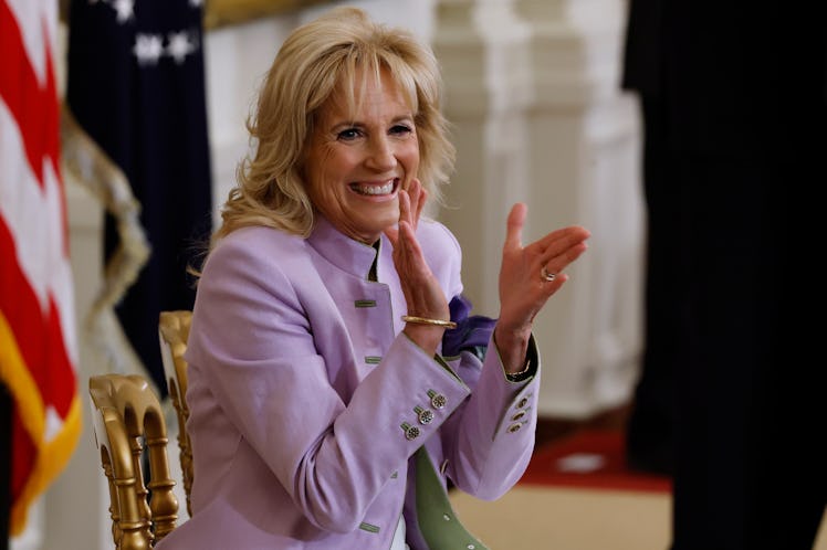WASHINGTON, DC - MARCH 15: U.S. first lady Jill Biden participates in an event to celebrate Equal Pa...