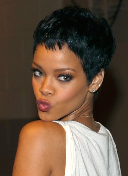 Rihanna sported a mod-style pixie in 2012. - Rihanna's Hair Evolution