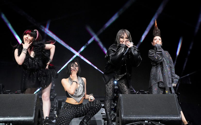 INDIO, CALIFORNIA - APRIL 16: 2NE1 performs with 88rising onstage at the Coachella Stage during the ...